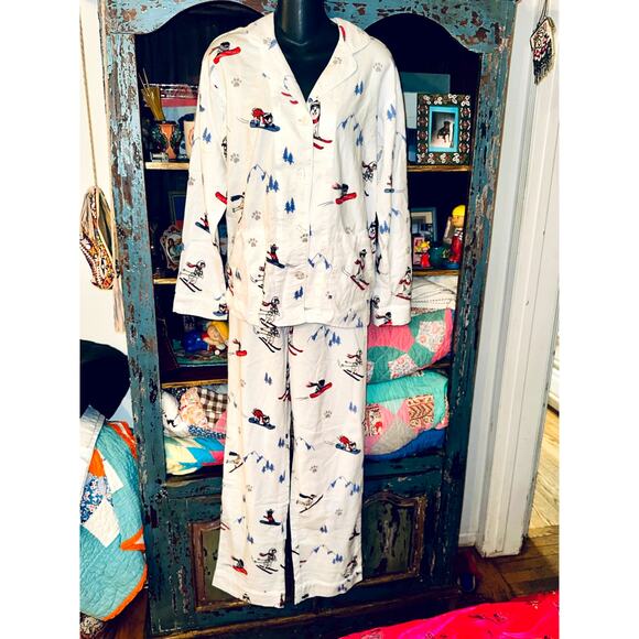 P.J. SALVAGE "SKI YA LATER" SKI DOGS COTTON FLANNEL PJS PAJAMAS XS - Picture 1 of 10